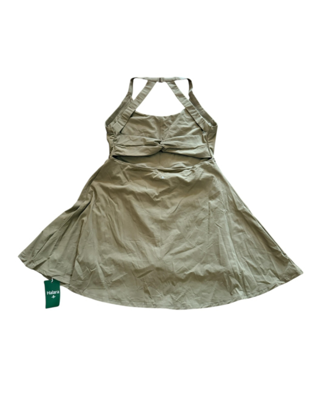 Halara Easy Peezy Flare Mini Activewear Dress Size XL NWT Withered Green (Olive) - Picture 4 of 9